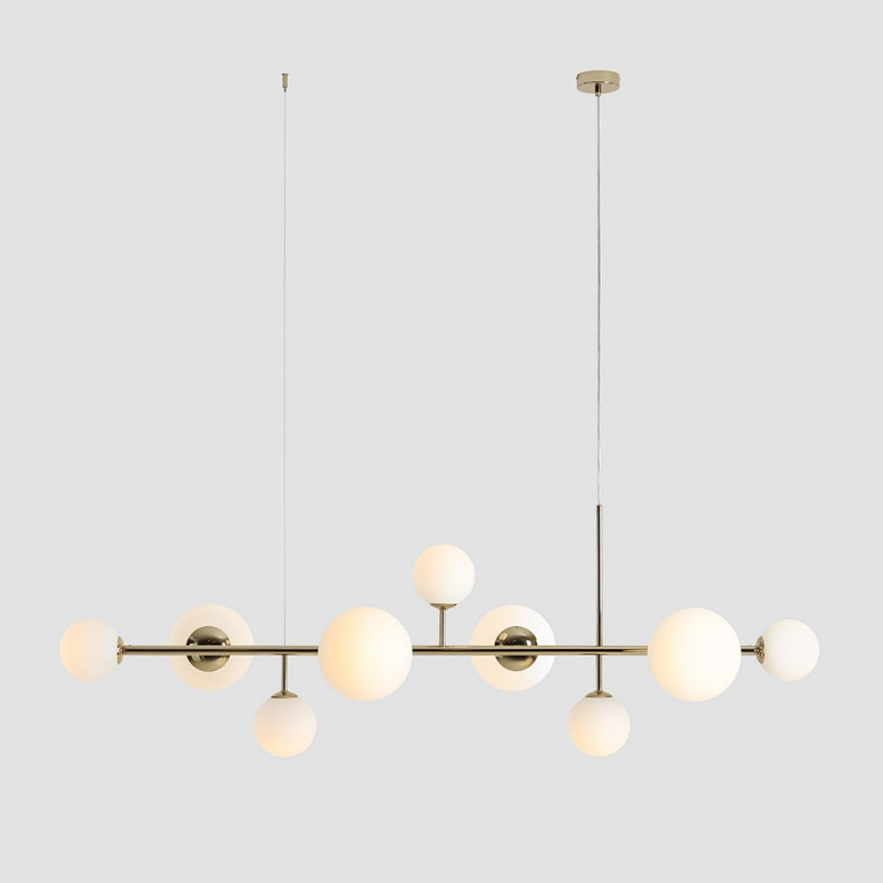 Lampa wisząca Dione IX - szklane kule, biało-złota | Aldex