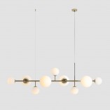 Lampa wisząca Dione IX - szklane kule, biało-złota | Aldex