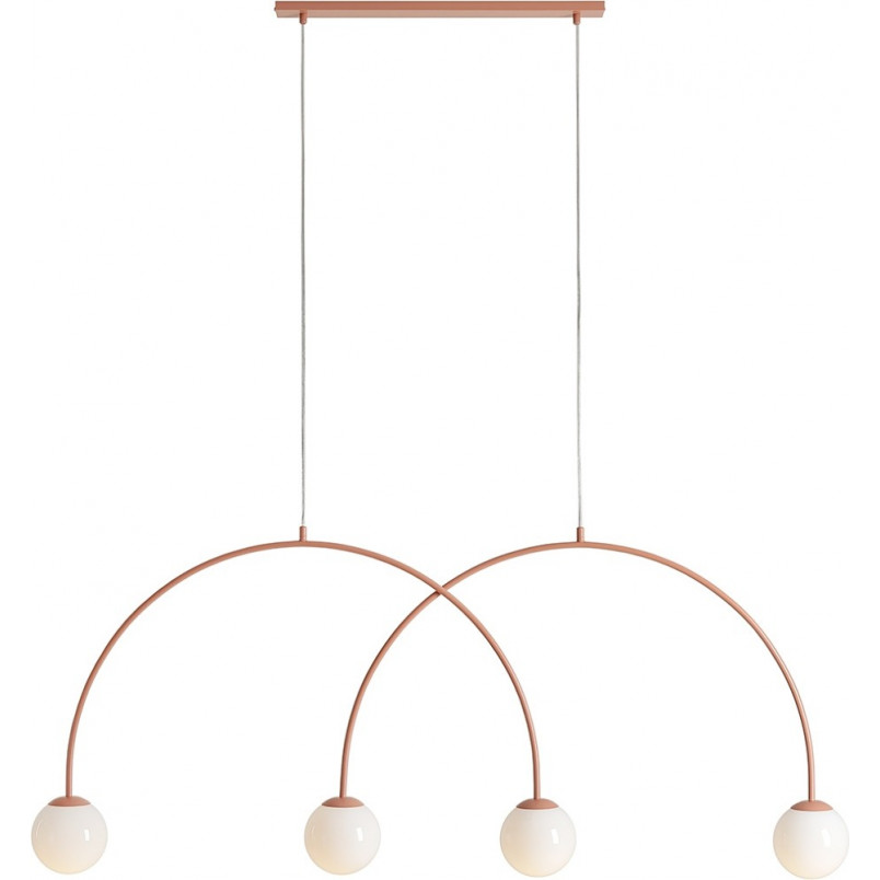 Lampa wisząca UNA Coral - 4 kule, biały/koral | Aldex