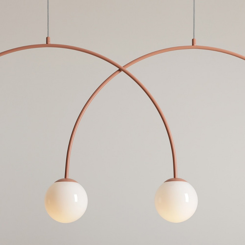 Lampa wisząca UNA Coral - 4 kule, biały/koral | Aldex
