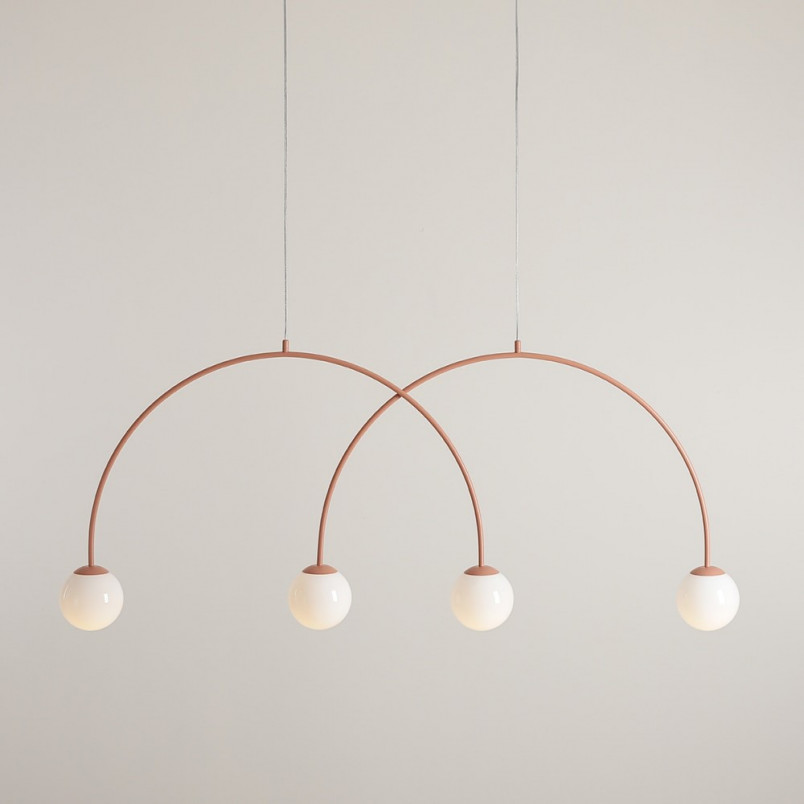 Lampa wisząca UNA Coral - 4 kule, biały/koral | Aldex