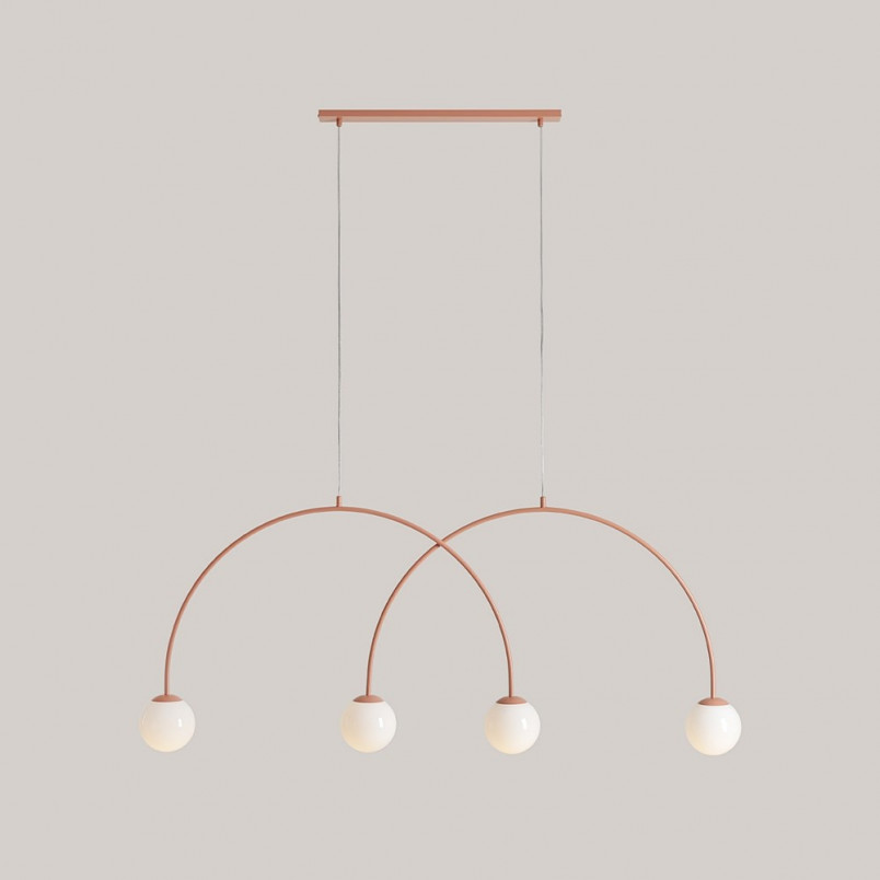 Lampa wisząca UNA Coral - 4 kule, biały/koral | Aldex