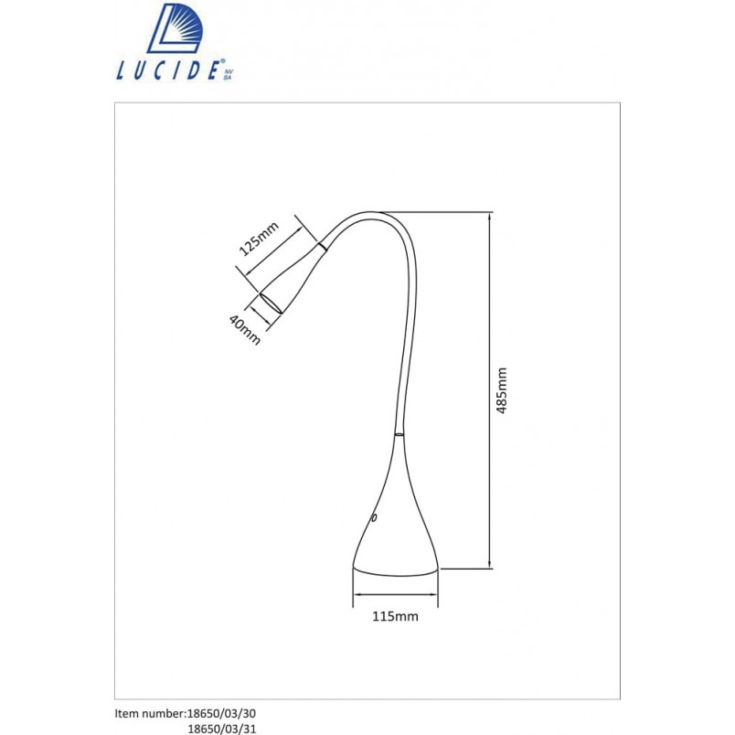 Lampa biurkowa LED czarna Lucide Zozy - Minimalistyczny Design