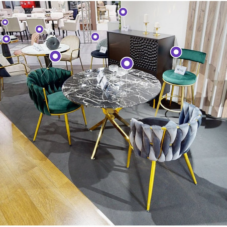 Krzesło welurowe szare z złotymi nogami Halmar K517 | Komfort i Elegancja