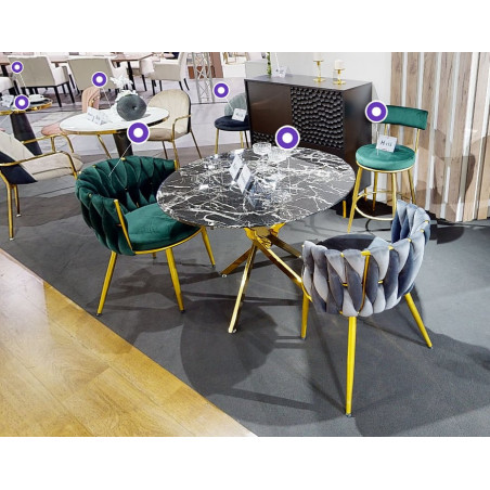 Krzesło welurowe szare z złotymi nogami Halmar K517 | Komfort i Elegancja