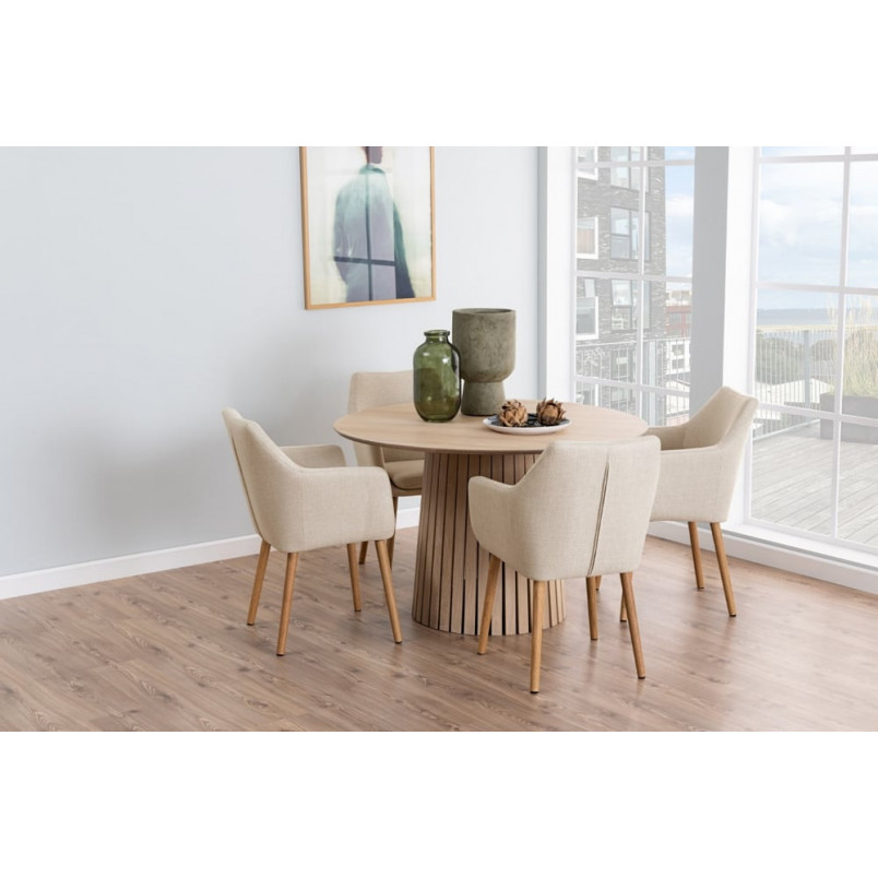 Stół okrągły Actona Christo 120cm dąb bielony - Elegancki design