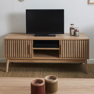 Szafka RTV Klaus | 117x40cm | Naturalne drewno | Intesi