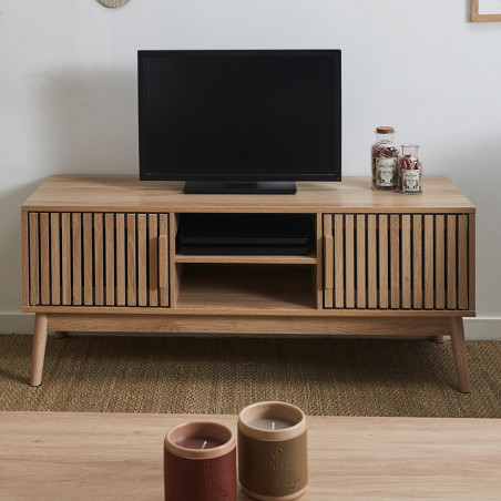 Szafka RTV Klaus | 117x40cm | Naturalne drewno | Intesi