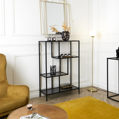 Regał szklany Edison czarny - Intesi | Styl loft, industrialny
