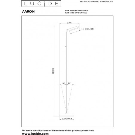 Lampa podłogowa LED Aaron chrom - Lucide | Kup online