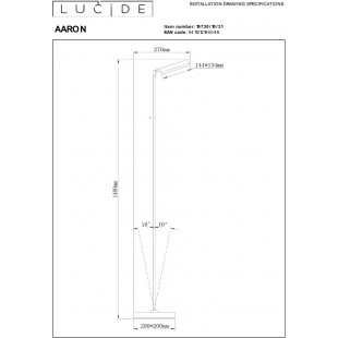 Lampa podłogowa LED Aaron | Ściemniacz, Biały | Lucide