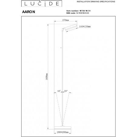 Lampa podłogowa LED Aaron | Ściemniacz, Biały | Lucide