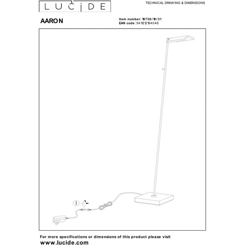Lampa podłogowa LED Aaron | Ściemniacz, Biały | Lucide