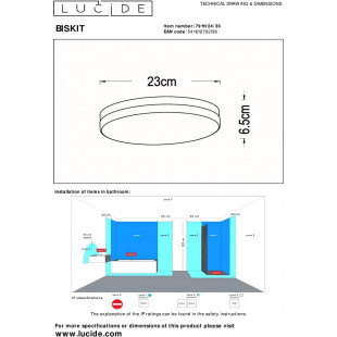 Plafon LED do łazni z czujnikiem | Lucide Biskit 23cm