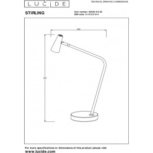 Lampa biurkowa LED Stirling Lucide | Ściemniacz, Czarna