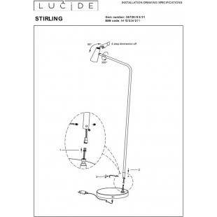 Lampa podłogowa LED Stirling | Ściemniacz, Biała | Lucide