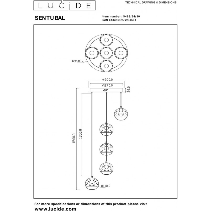 Lampa wisząca Lucide Sentubal - Szklane kule, LED, Modern