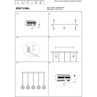 Lampa wisząca Sentubal Lucide | Szkło, LED, 5 punktów