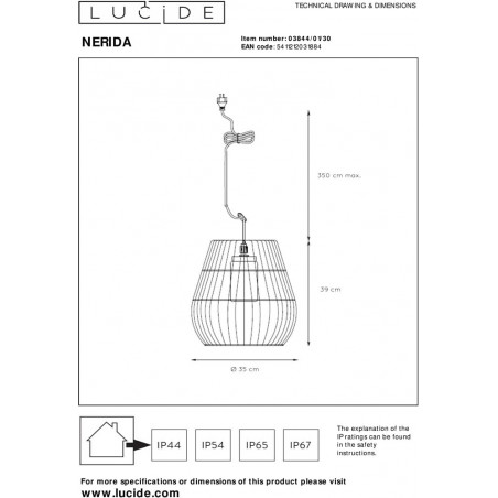 Lampa Ogrodowa Boho Nerida | Czarna, Wisząca | Lucide