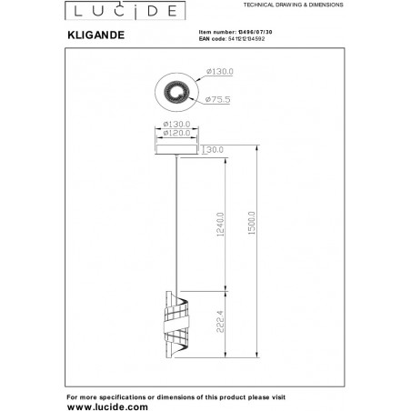 Lampa Hampton Lucide | LED, Czarna, Glamour