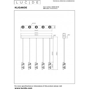 Lampa Hampton Lucide | Wisząca LED 84cm | Elegancki Design