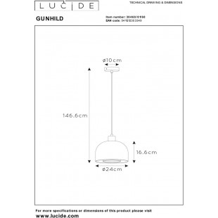Lampa wisząca Gunhild Lucide | Szkło, E27, Regulowana | Kup online