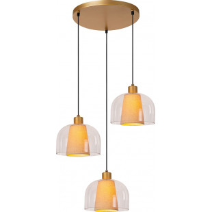 Lampa wisząca szklana potrójna Gunhild 46,5cm przezroczysty / kremowy / matowe złoto Lucide