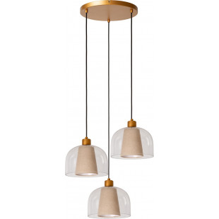 Lampa wisząca szklana potrójna Gunhild 46,5cm przezroczysty / kremowy / matowe złoto Lucide