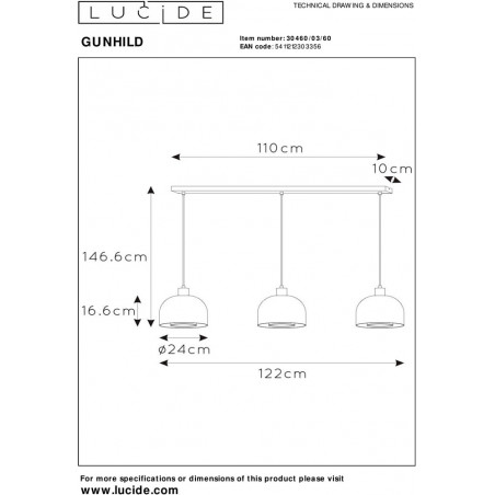 Lampa Wisząca Szklana Gunhild | Lucide - Elegancki Design