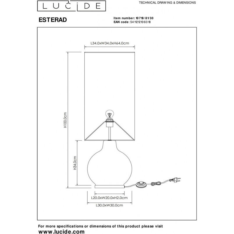 Lampa stołowa Esterad High czarna | Lucide - Elegancki design