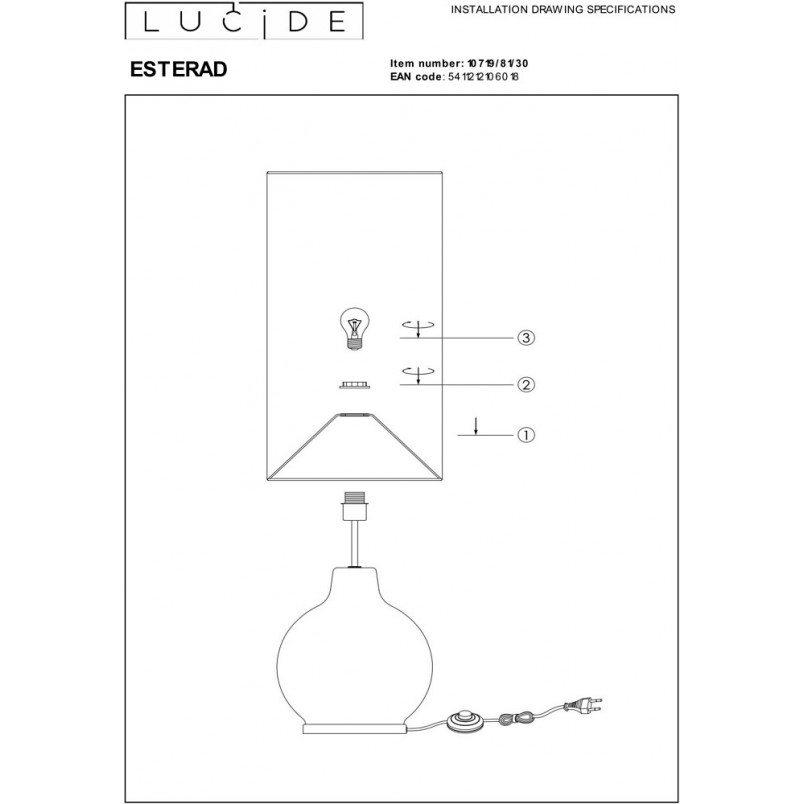 Lampa stołowa Esterad High czarna | Lucide - Elegancki design