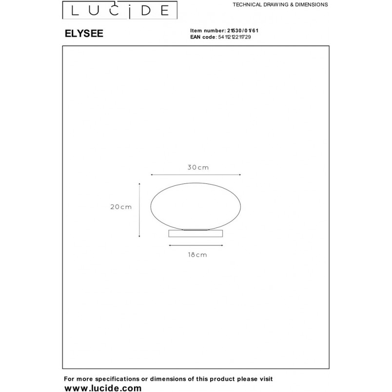 Lampa nocna Lucide Elysee | Szkło, złoto, 30cm | Kup online