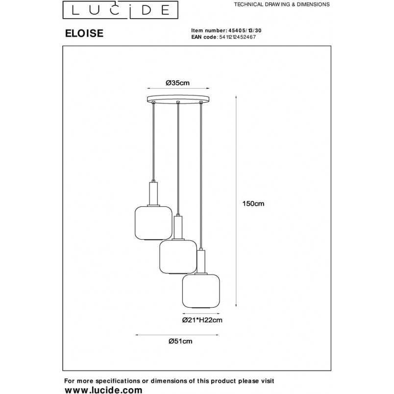 Lampa wisząca Eloise III czarna - Loftowa elegancja | Lucide