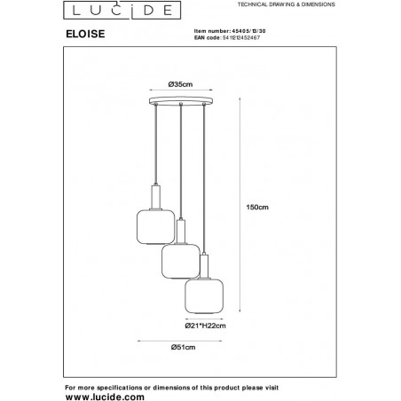 Lampa wisząca Eloise III czarna - Loftowa elegancja | Lucide