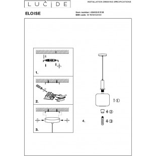 Lampa Wisząca Eloise Loft | Szklana, Czarna - Lucide