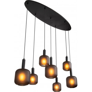 Lampa wisząca Eloise VII | Loftowa lampa szklana czarna Lucide