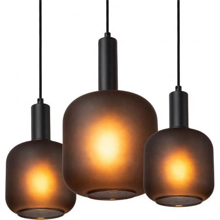 Lampa wisząca Eloise VII | Loftowa lampa szklana czarna Lucide