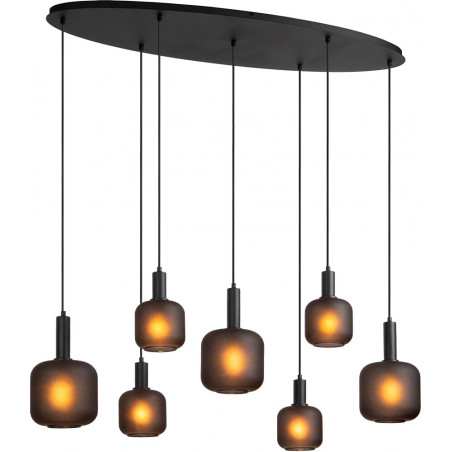 Lampa wisząca Eloise VII | Loftowa lampa szklana czarna Lucide
