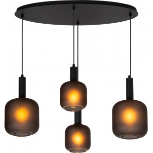 Lampa wisząca Eloise IV | Loftowa lampa szklana czarna - Lucide