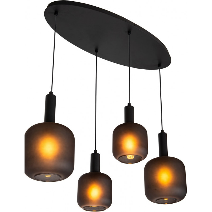 Lampa wisząca Eloise IV | Loftowa lampa szklana czarna - Lucide