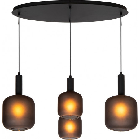 Lampa wisząca Eloise IV | Loftowa lampa szklana czarna - Lucide