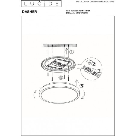 Plafon LED Dasher do łazienki z czujnikiem ruchu | Lucide