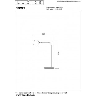Lampa biurkowa Comet LED biała | Lucide - Oświetlenie
