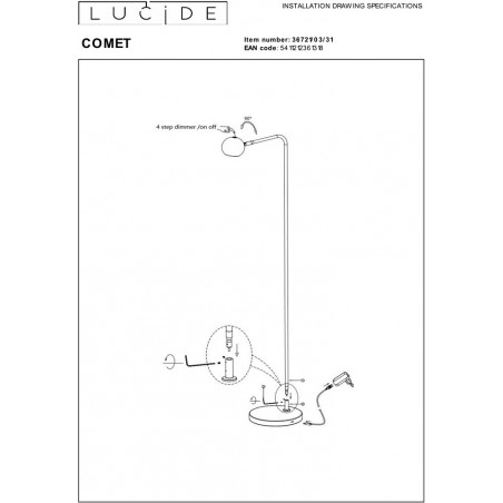 Lampa podłogowa Comet LED biała | Lucide - Stwórz przytulny klimat