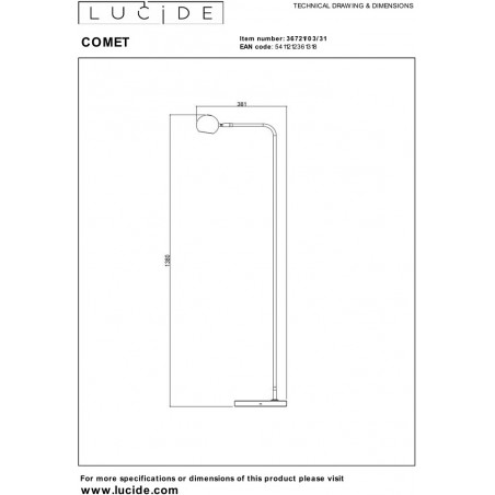Lampa podłogowa Comet LED biała | Lucide - Stwórz przytulny klimat