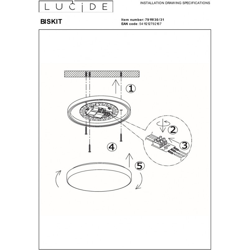 Plafon LED do łazienki Lucide Biskit | Czujnik ruchu, IP44