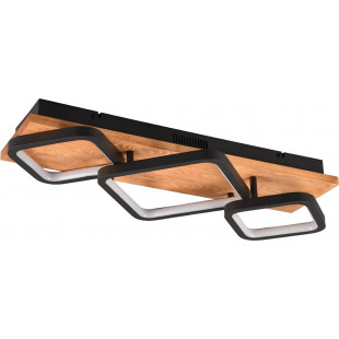 Plafon nowoczesny z drewnem Rama LED 3000K 67x32cm czarny mat Trio