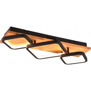 Plafon nowoczesny z drewnem Rama LED 3000K 67x32cm czarny mat Trio