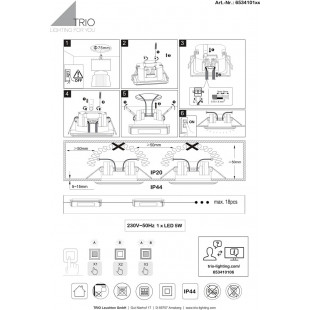 Lampa podtynkowa LED Trio Nimbus - Chrom | Downlight IP44