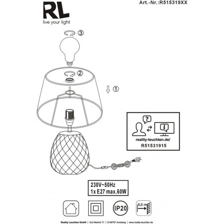 Lampka nocna ceramiczna Ariana beżowa | Reality